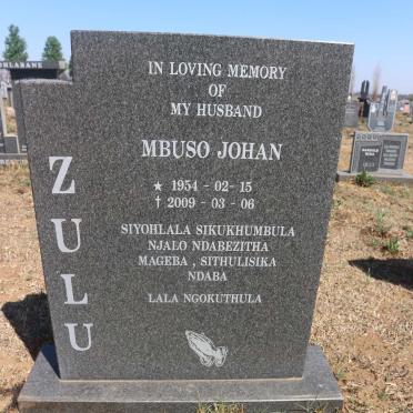 ZULU Mbuso Johan 1954-2009