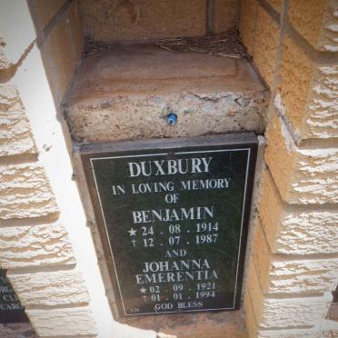 DUXBURY Benjamin 1914-1987 &amp; Johanna Emerentia 1921-1994 