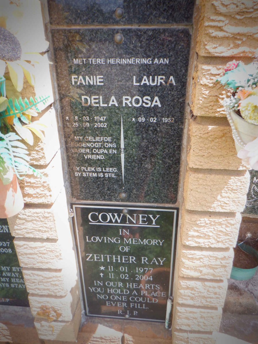 DELAROSA Fanie 1947-2002 &amp; Laura 1952- :: COWNEY Zeither Ray 1977-2004