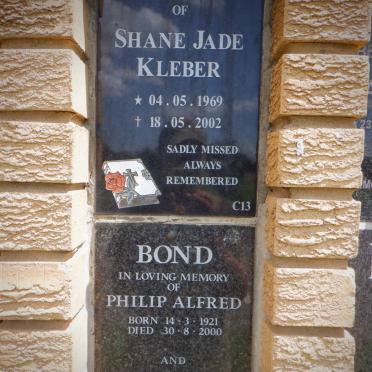 KLEBER Shane Jade 1969-2002 :: BOND Philip Alfred 1921-2000 &amp; Elizabeth Mary 1926-2003 