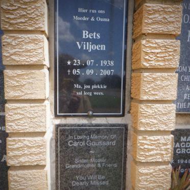 VILJOEN Bets 1938-2007 :: GOUSSARD Carol 1943-2010 