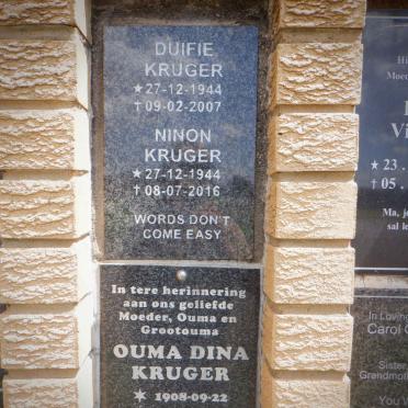 KRUGER Duifie 1944-2007 &amp; Ninon 1944-2016 :: KRUGER Dina 1908-2009 