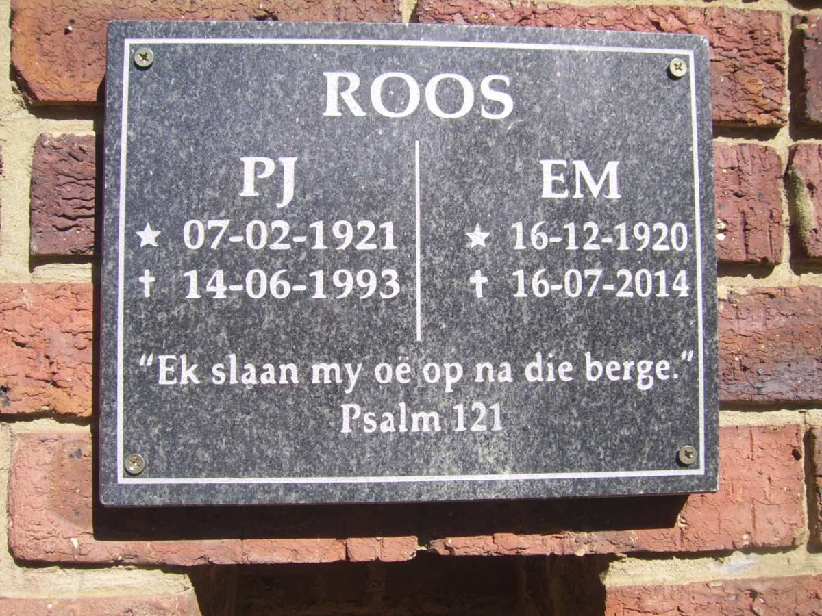 ROOS P.J. 1921-1993 & E.M. 1920-2014