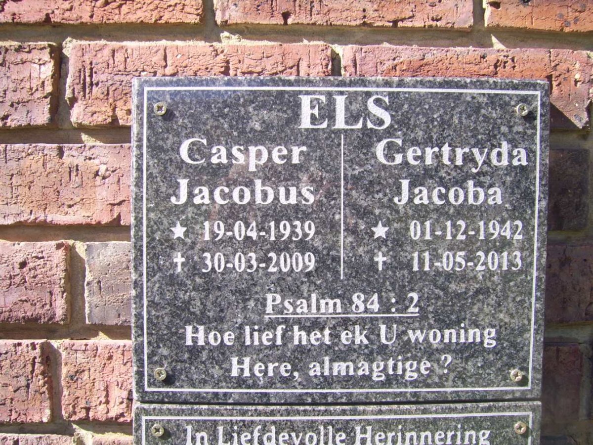 ELS Casper Jacobus 1939-2009 & Gertryda Jacoba 1942-2013