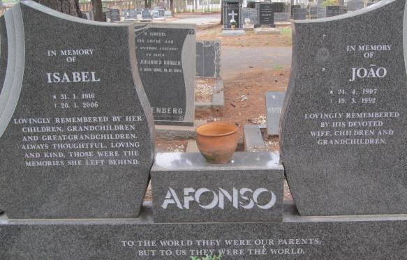 AFONSO João 1907-1992 &amp; Isabel 1916-2006
