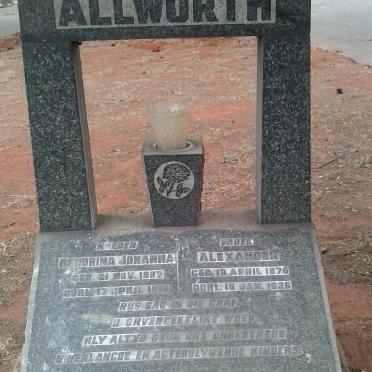 ALLWORTH Alexander 1870-1926 &amp; Hendrina Johanna 1887-1919