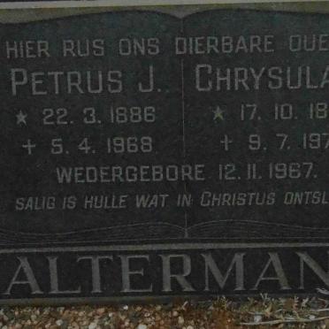 ALTERMANN Petrus J. 1886-1968 &amp; Chrysula C. 1892-1970