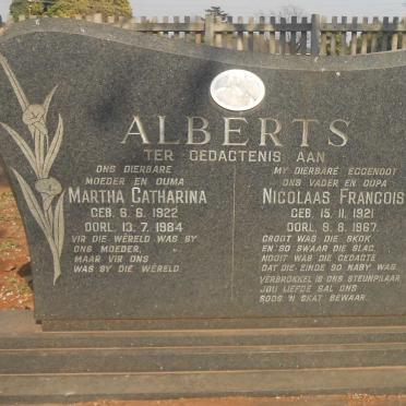 ALBERTS Nicolaas Francois 1921-1967 &amp; Martha Catharina 1922-1984