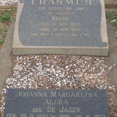 ALGRA Johanna Margaretha nee DE JAGER 1892-1973 :: ERASMUS Rassie 1929-1968