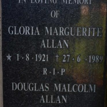 ALLAN Douglas Malcolm 1921-1995 &amp; Gloria Marguerite 1921-1989