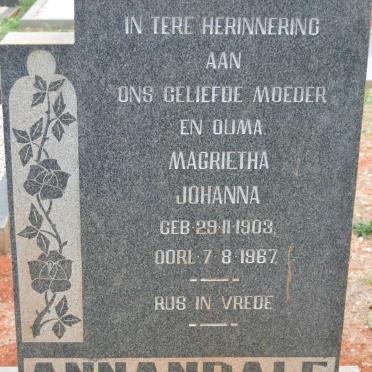 ANNANDALE Magrietha Johanna 1903-1967