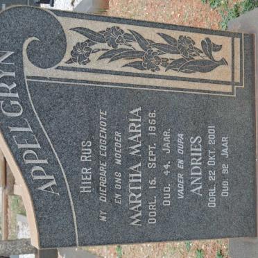 APPELGRYN Andries -2001 &amp; Martha Maria -1956