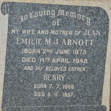 ARNOTT Henry 1868-1957 &amp; Emilie M.J. 1873-1948