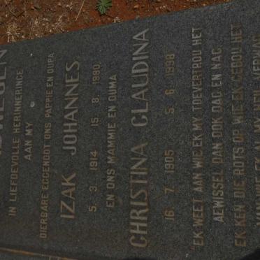 ASWEGEN Izak Johannes, van 1914-1990 &amp; Christina Claudina 1905-1998