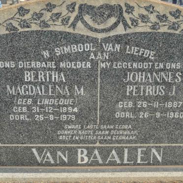 BAALEN Johannes Petrus J., van 1887-1960 &amp; Bertha Magdalena M. LINDEQUE 1894-1979