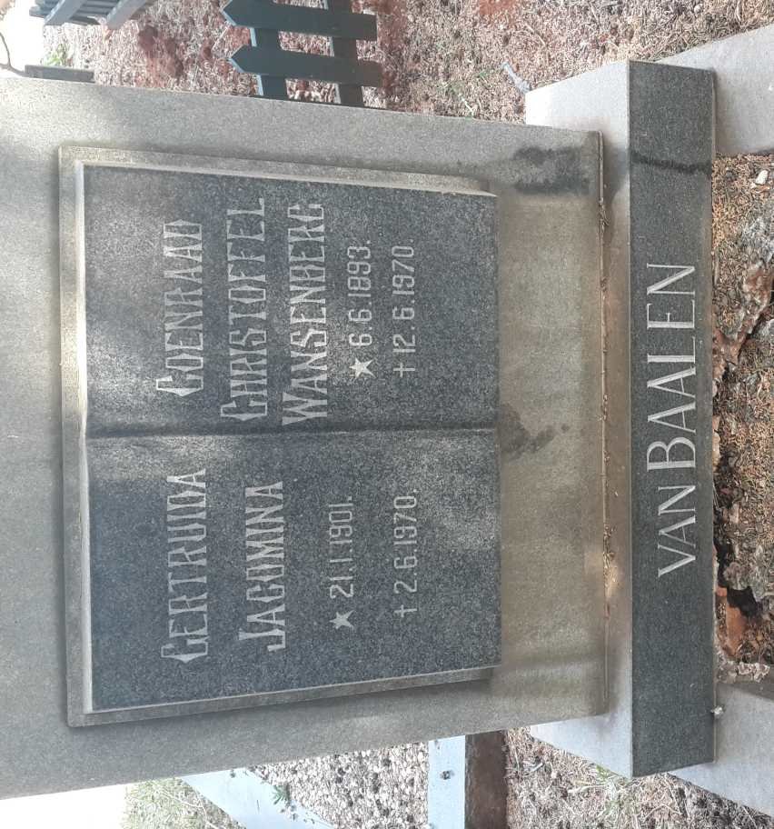 BAALEN Coenraad Christoffel Wansenberg, van 1893-1970 &amp; Gertruida Jacomina 1901-1970