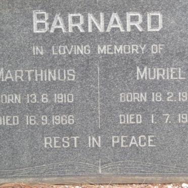 BARNARD Marthinus 1910-1966 &amp; Muriel 1905-1969