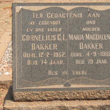 BAKKER Cornelius C.L. -1952 &amp; Maria Magdalena -1966