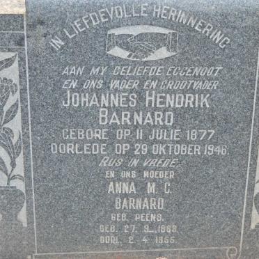 BARNARD Johannes Hendrik 1877-1946 &amp; Anna M.C. PEENS 1889-1955