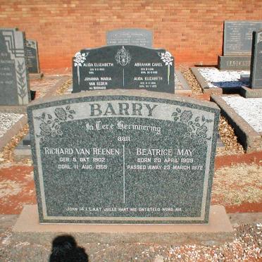 BARRY Richard Van Reenen 1902-1955 &amp; Beatrice May 1909-1972