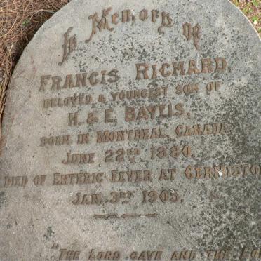 BAYLIS Francis Richard 1880-1905