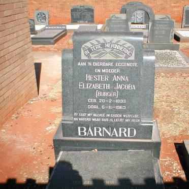 BARNARD Hester Anna Elizabeth Jacoba nee BURGER 1899-1963