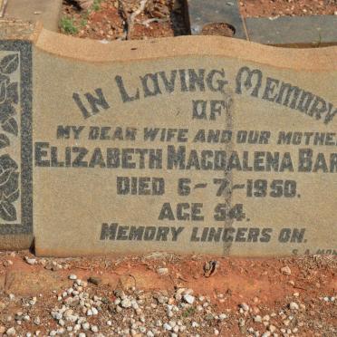 BARRY Elizabeth Magdalena -1950