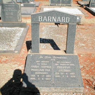 BARNARD Philippus Jacobus 1887-1970 &amp; Anna Sophia Margaretha BARNARD 1887-1977