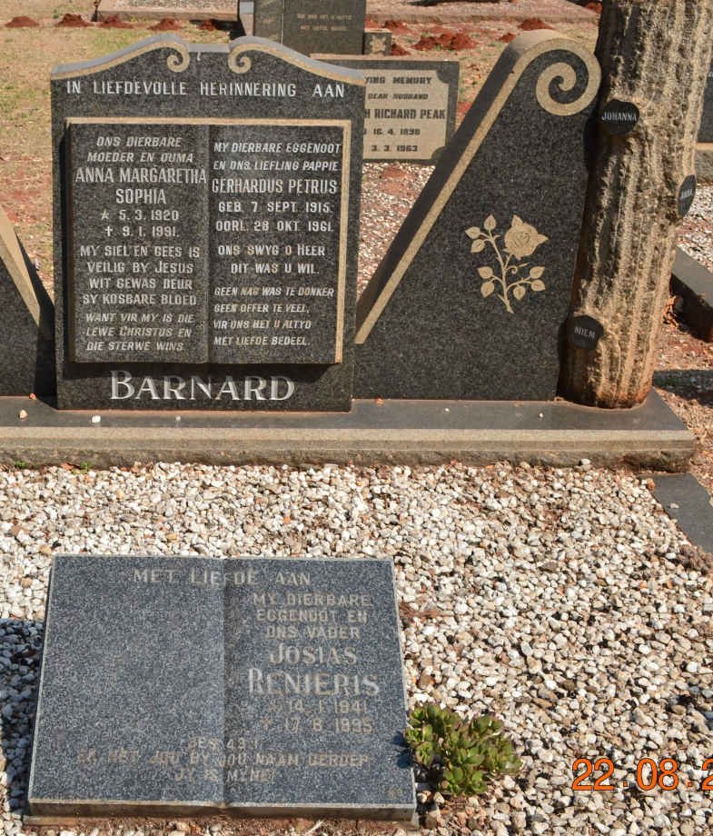 BARNARD Gerhardus Petrus 1915-1961 &amp; Anna Margaretha Sophia 1920-1991 :: BARNARD Josias Renieris 1941-1995