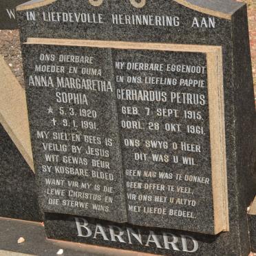BARNARD Gerhardus Petrus 1915-1961 &amp; Anna Margaretha Sophia 1920-1991