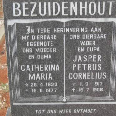 BEZUIDENHOUT Jasper Petrus Cornelius 1917-1986 &amp; Catherina Maria 1920-1977