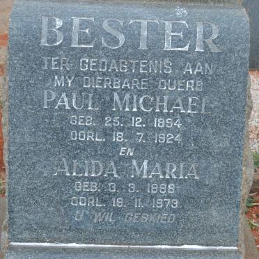 BESTER Paul Michael 1894-1924 &amp; Alida Maria 1898-1973