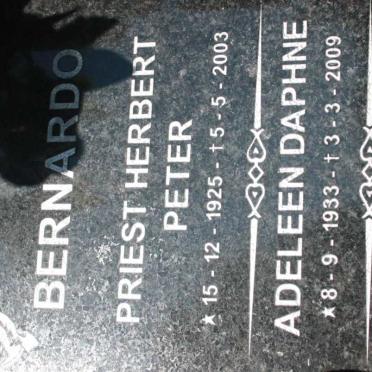 BERNARDO Priest Herbert Peter 1925-2003 &amp; Adeleen Daphne 1933-2009 :: BERNARDO Ivan Godfrey 1957-2012