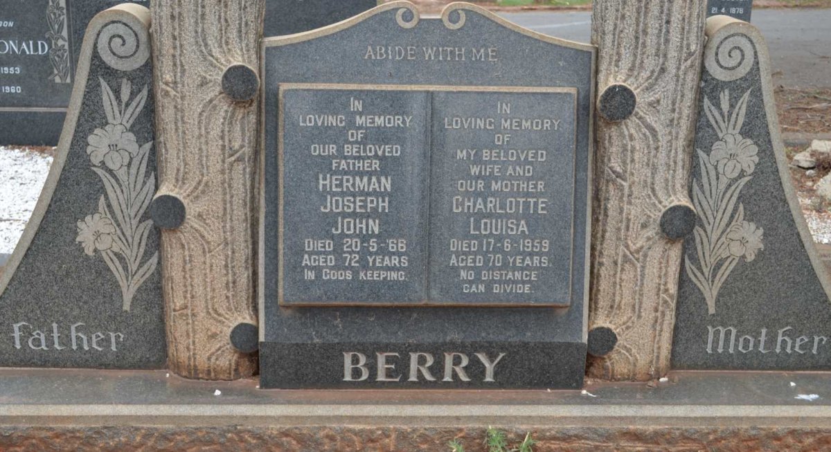 BERRY Herman Joseph John -1966 &amp; Charlotte Louisa -1959
