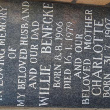 BENECKE Willie 1906-1979 &amp; Charlotte 1907-1981