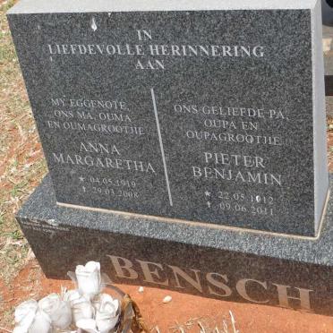 BENSCH Pieter Benjamin 1912-2011 &amp; Anna Margaretha 1919-2008