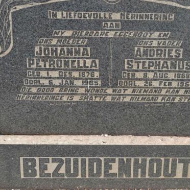 BEZUIDENHOUT Andries Stephanus 1868-1954 &amp; Johanna Petronella 1876-1965
