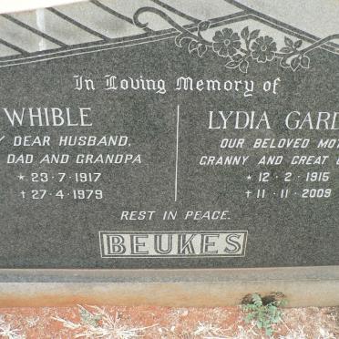 BEUKES Whible 1917-1979 &amp; Lydia GARDNER 1915-2009