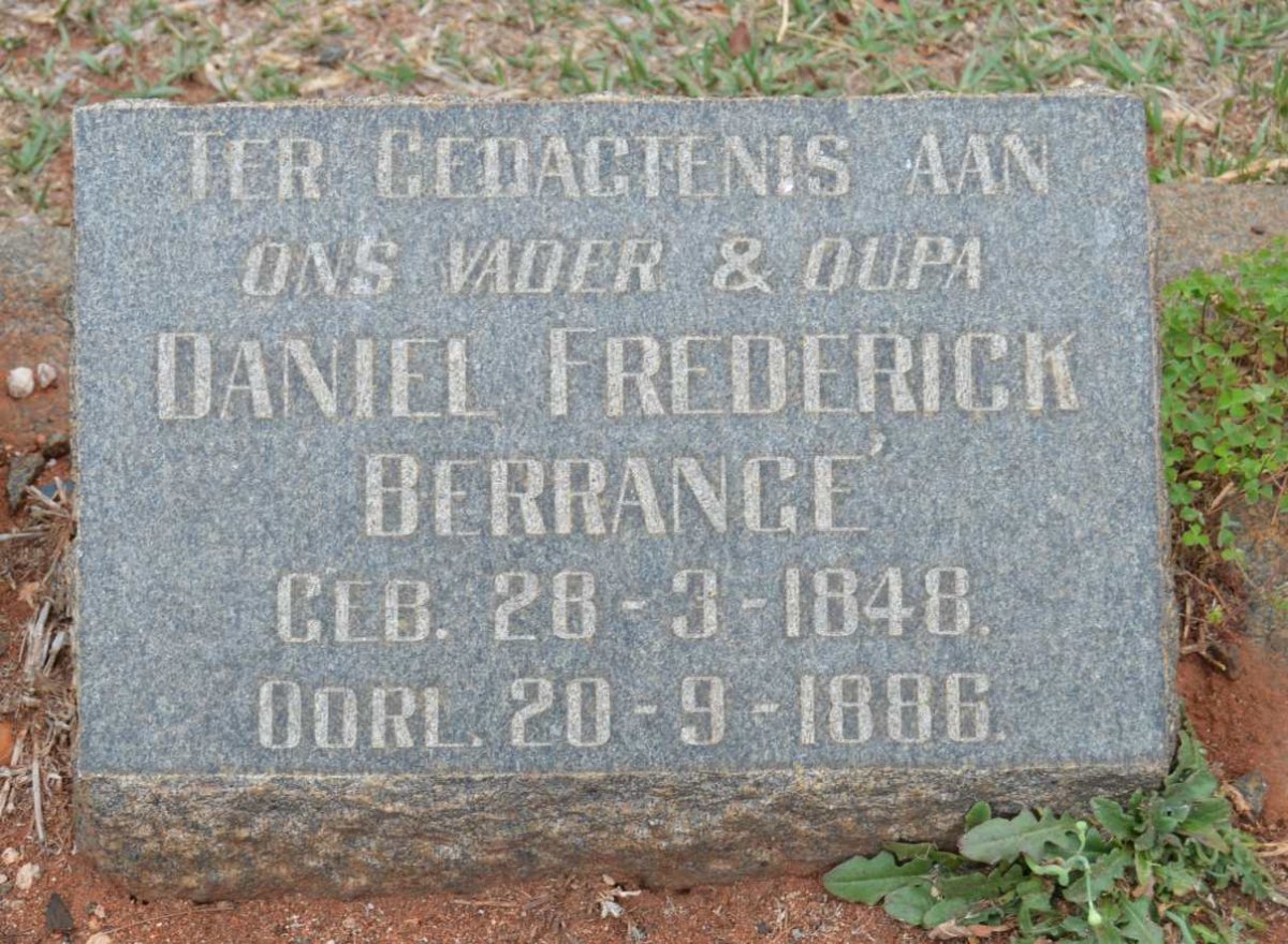 BERRANGÉ Daniel Frederick 1848-1886