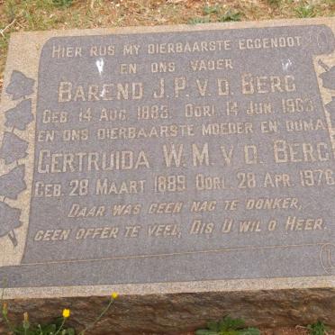BERG Barend J.P., v.d. 1883-1963 &amp; Gertruida W.M. 1889-1976