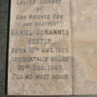 BESTER Daniel Johannes 1929-1949