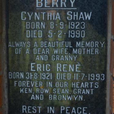 BERRY Eric Renè 1921-1993 &amp; Cynthia Shaw 1923-1990