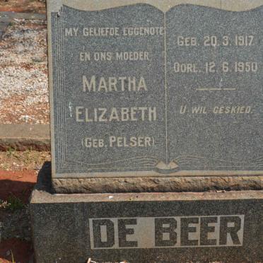 BEER Martha Elizabeth, de nee PELSER 1917-1950
