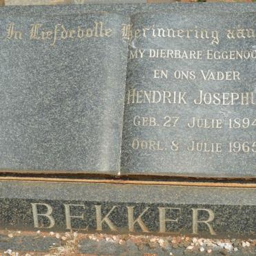 BEKKER Hendrik Josephus 1894-1965