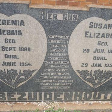 BEZUIDENHOUT Jeremia Jesaia 1866-1954 &amp; Susanna Elizabeth 1873-1958