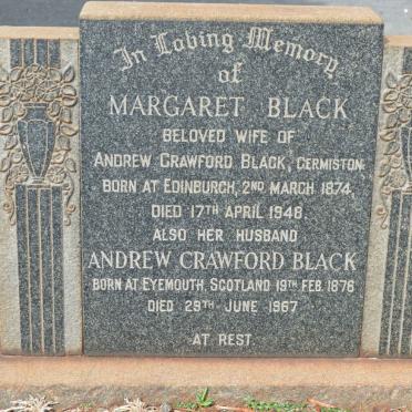 BLACK Andrew Crawford 1876-1967 &amp; Margaret 1874-1948