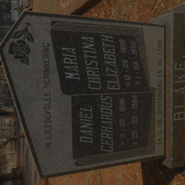 BLAKE Daniël Gerhardus 1896-1984 &amp; Maria Christina Elizabeth 1906-1956
