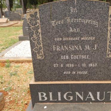 BLIGNAUT Fransina M.J. nee COETSEE 1896-1957