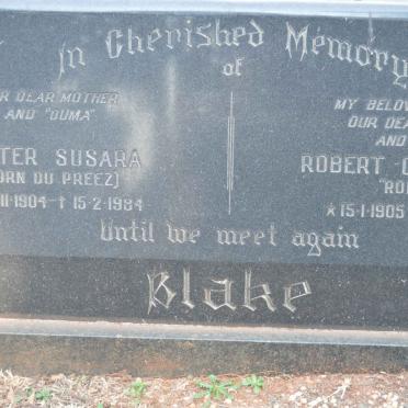 BLAKE Robert Gerhardus 1905-1963 &amp; Hester Susara DU PREEZ 1904-1984