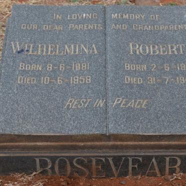 BOSEVEAR Robert 1881-1944 &amp; Wilhelmina 1881-1958